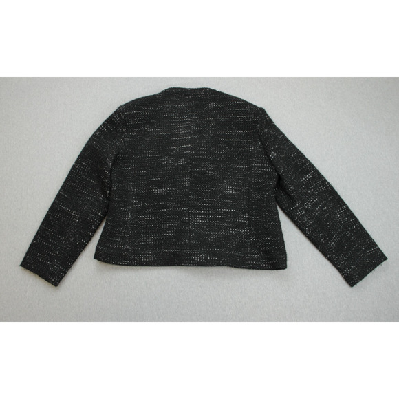 Chicos Blazer Womens 3 Black Collarless Pockets 4 Buttons Long Sleeve - Picture 2 of 8